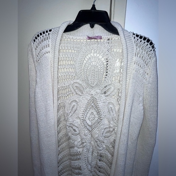 Calypso St. Barth ivory crochet cardigan - Picture 2 of 3